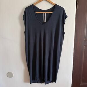 RICK OWENS Gray Silk Blend Jersey S/S 2014 Vicious Cap Sleeve Mini Dress Medium